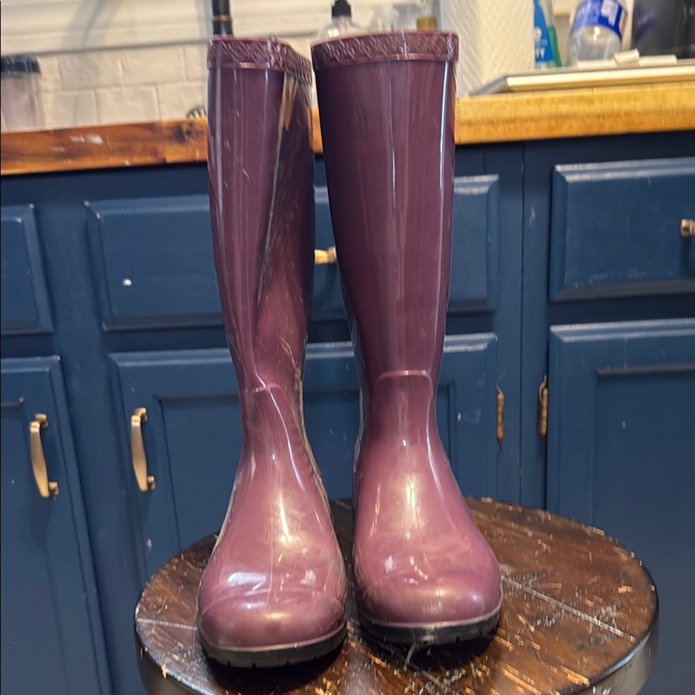 UGG Purple Winter Rain Boots Waterproof Mid-Calf